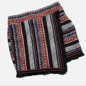 Chelsea & Violet Knit Aztec Print Wrap Skirt | Black Red White | Size Medium